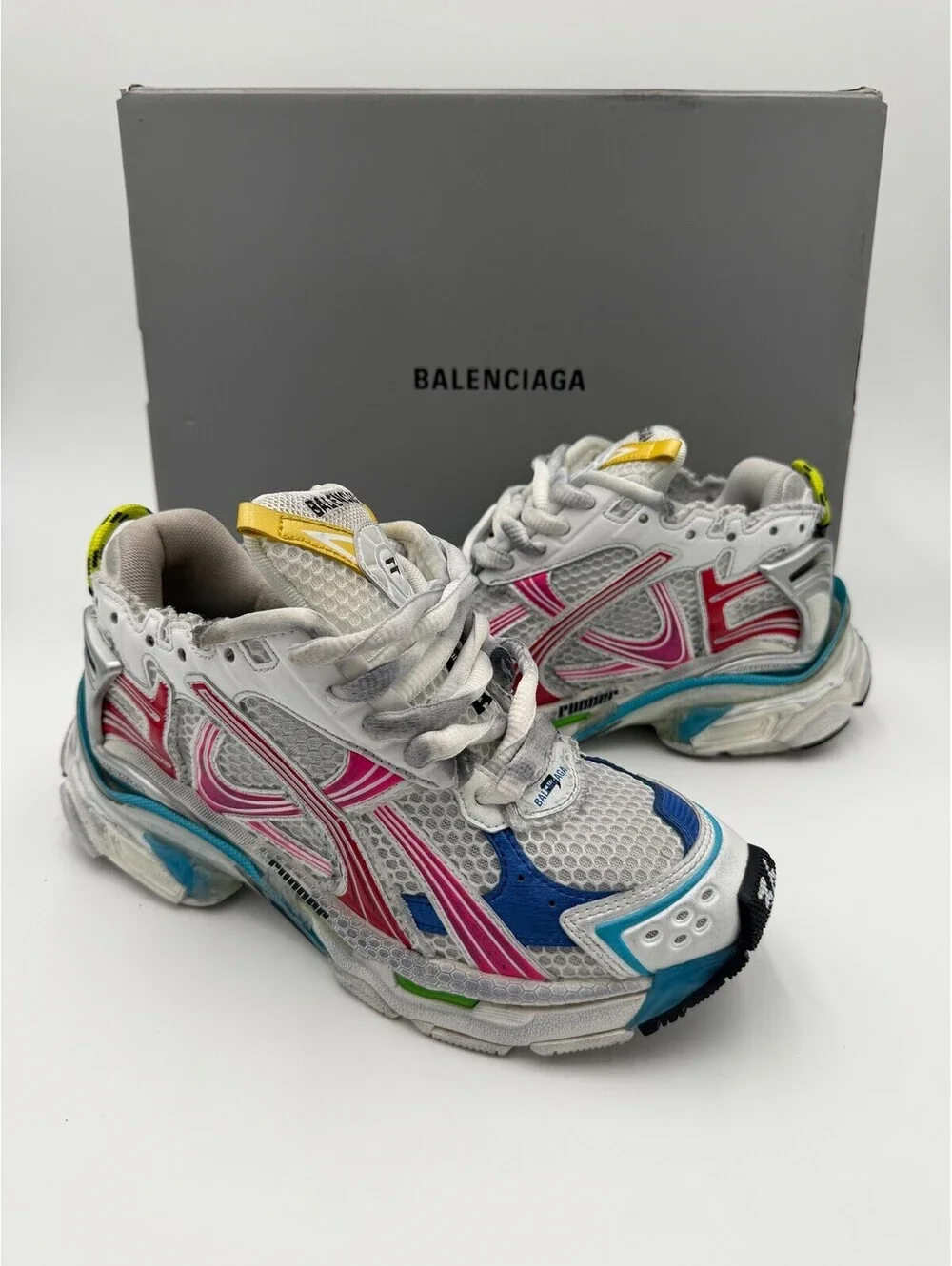 Balenciaga Runner White Multicolor Sneakers Womens Size 6/36